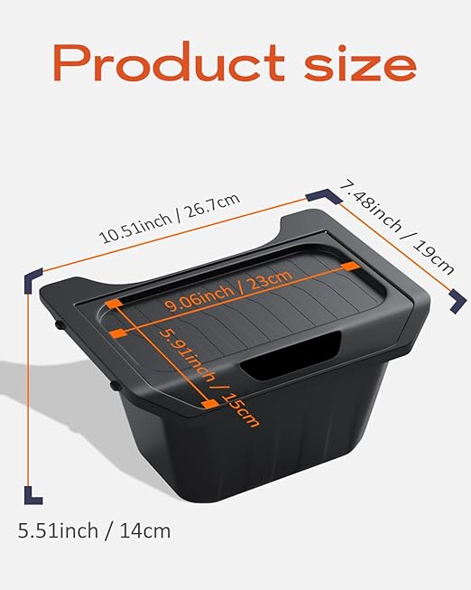 for Tesla Model Y Trash Can, Tesla Y Accessories 2020-2024, Rear Console Organizer Storage Box with Integrated Lid, Under Seat Garbage Can, Back Seat Waste Can