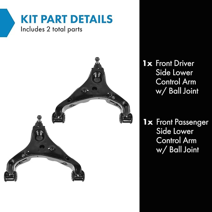 TRQ Front Lower Control Arm with Ball Joint Set Compatible with 2007-2009 Dodge Sprinter 2500 Sprinter 3500 2007-2019 Freightliner 2019-2022 Mercedes-Benz Sprinter 1500 2010-2022