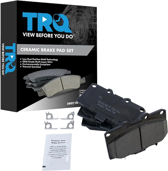 TRQ Front Brake Pads Ceramic Hardware Wear Sensor Compatible with 2006-2007 Subaru Impreza