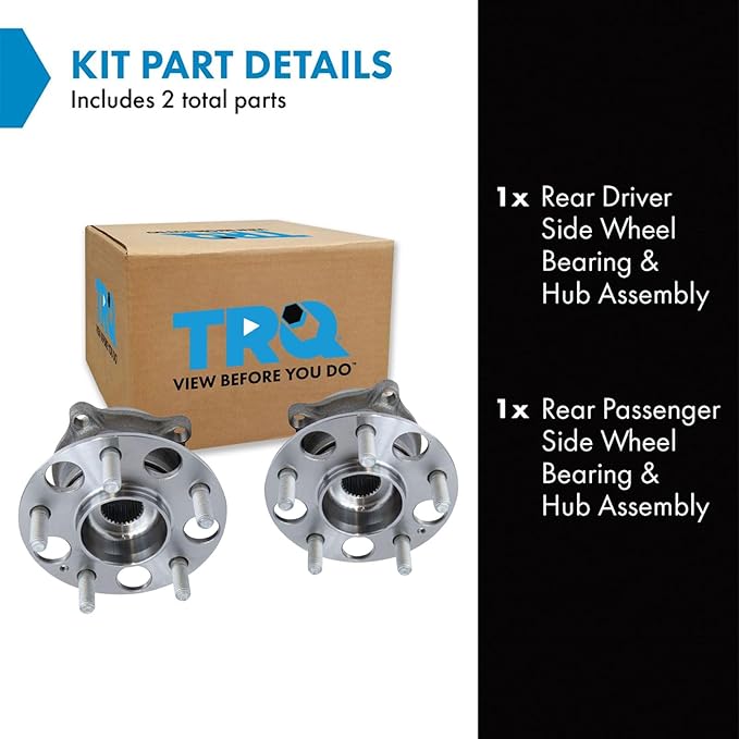TRQ Rear Left and Right Wheel Bearing and Hub Assembly Set 2 Piece Compatible with 2014-2016 Acura MDX AWD with ABS