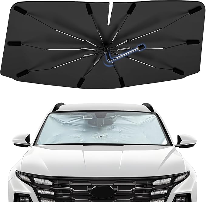 Windshield Sun Shade Umbrella for Hyundai Tucson 2016-2021, Foldable Car Sunshade for Front Window, Highly Reflective Auto Sun Shield Visor for UV Protection, Keep Car Cool Accessories