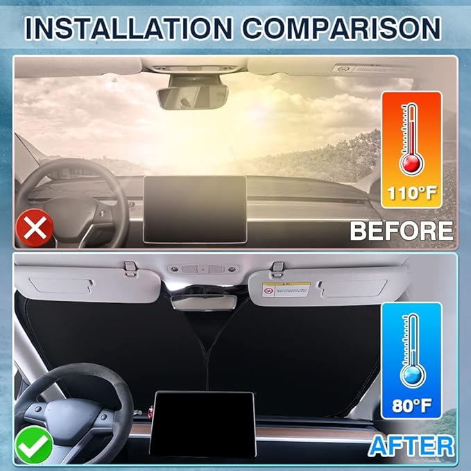 Karltys Front Windshield Sun Shade for 2017-2025 Mazda CX-5, UPF50+ Reflective Window Sunshade Custom Fit CX5, Foldable Sun Shield Visor Protector, Heat UV Blocker Keeps Your Car Cooler
