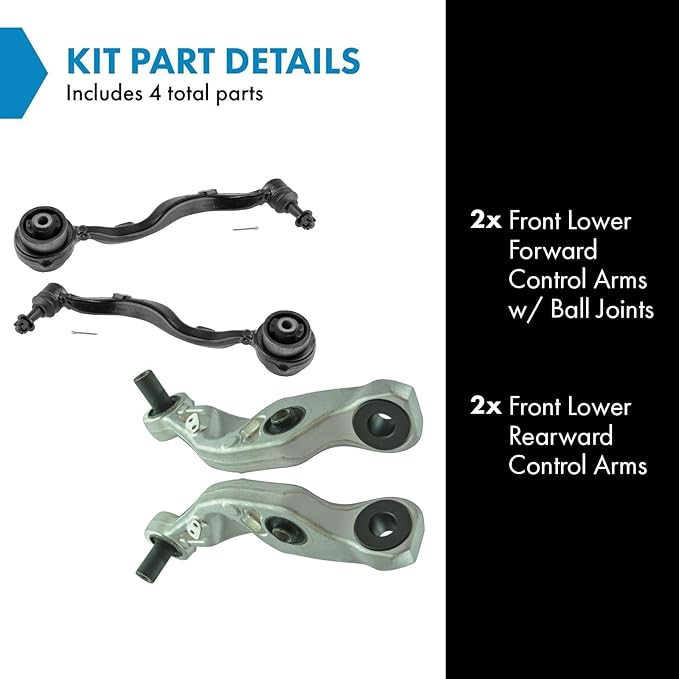 TRQ Front Left and Right Lower Control Arm with Ball Joint Set 4 Piece Compatible with 2007-2015 Lexus LS460