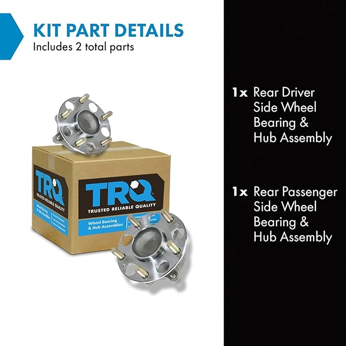 TRQ Rear Driver and Passenger Side Wheel Bearing and Hub Assembly Set 2 Piece Compatible with 2004-2008 Acura TSX 2005-2007 Honda Accord Hybrid