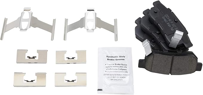 TRQ Rear Brake Pads Ceramic Hardware Compatible with 1990-2001 Acura Integra 1988-2000 Honda Civic 1993-1997 Civic del Sol 1990-1991 CRX 1985-1991 Prelude
