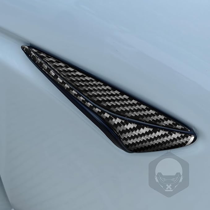 Carbon Fiber Stickers Front Fender Car Exterior Trim Compatible with Tesla Model 3 Accessories 2024 2025 Auto Exterior Accessories Universal Decorative Stickers Overlay Decal Cover