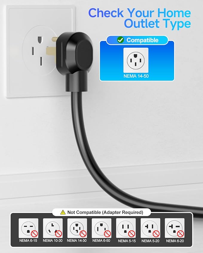 EVDANCE Level 2 EV Charger for Tesla, 32A/7.68kW Fast Home & Portable EV Charging Station with 25FT Cable, NEMA 14-50 Plug, NACS Connector Compatible with All Tesla Models S/3/X/Y/Cybertruck