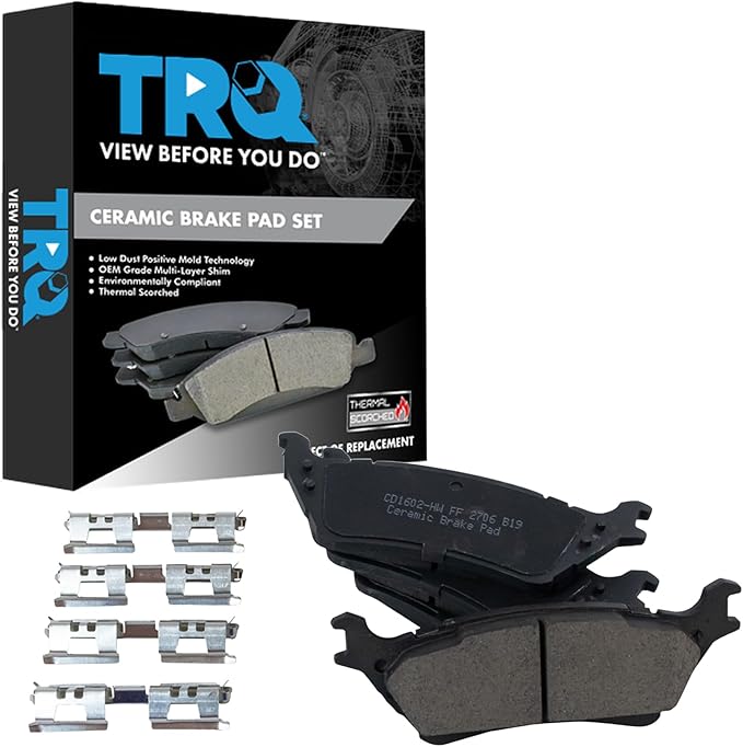 TRQ Rear Brake Pads Ceramic Hardware Compatible with 2012-2020 Ford F-150
