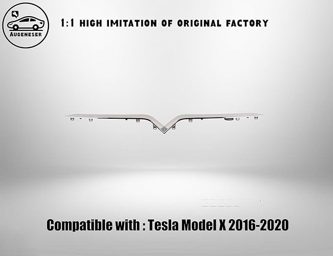 Front Upper Grille Trim, Chrome ABS Plastic, Compatible with Tesla Model X 2016-2020, ABS Silver,OEM 1047022-00-D
