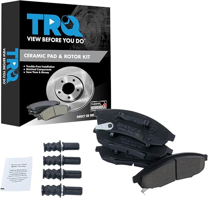 TRQ Front Brake Pads Ceramic Compatible with 1988-1996 Buick Regal 1990-2001 Chevrolet Lumina 1995-1999 Monte Carlo 1988-1997 Oldsmobile Cutlass Supreme Pontiac Grand Prix