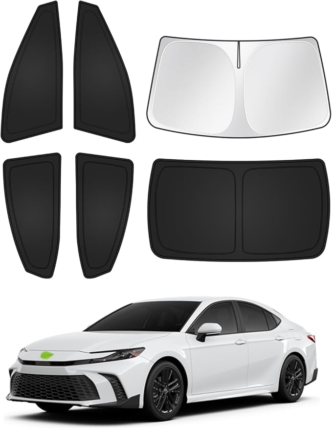 Sunshades for 2025 2026 Toyota Camry Accessories Windshield Sun Shade Side Rear Window Shade Cover Sun Visor Shield Privacy Protection Keep Vehicle Cool Black 6PCS