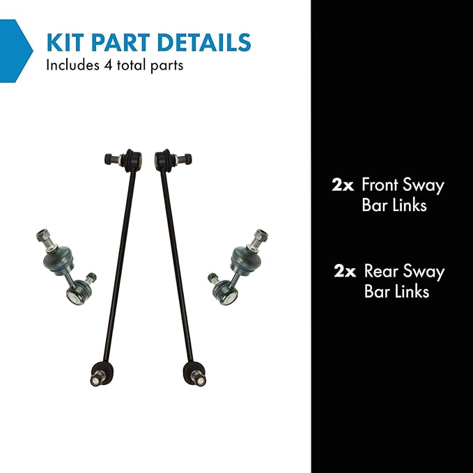 TRQ Front & Rear Sway Bar Stabilizer Link Set Compatible with 2011-2012 Hyundai Sonata Kia Optima