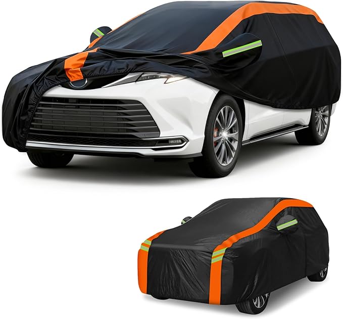 Car Cover for Toyota Sienna 2003-2020, Chrysler Pacifica 2004-2026, Honda Odyssey 1999-2023, Kia Carnival 2006-2026, Multi-Layer Automobiles Covers Waterproof All Weather