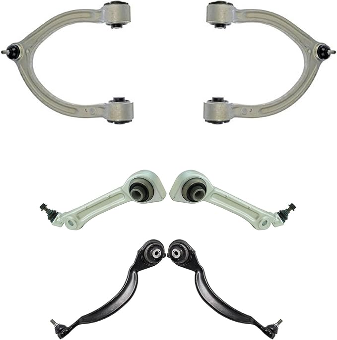 TRQ Front Upper and Lower Control Arm with Ball Joint Set 6 Piece Compatible with 2009-2014 Mercedes-Benz CL550 2012-2013 S350 2007-2013 S550