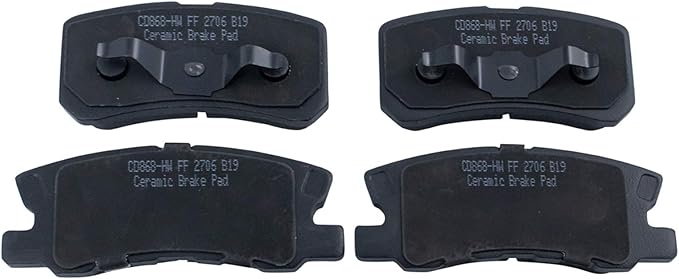 TRQ Rear Posi Ceramic Brake Pad Kit Set for 2011-2014 200/2008-2014 Avenger / 2008-2009 Caliber / 2007-2017 Compass / 2004-2011 Endeavor / 2008-2016 Lancer / 2000 Montero