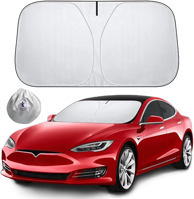 for Tesla Model 3 Model Y Windshield Sunshade, Upgraded 240T Windshield Sun Shade Superior UV & Heat Protection, Model 3 Model Y Front Window Sunshade for Winshield, Tesla Interior Accessories