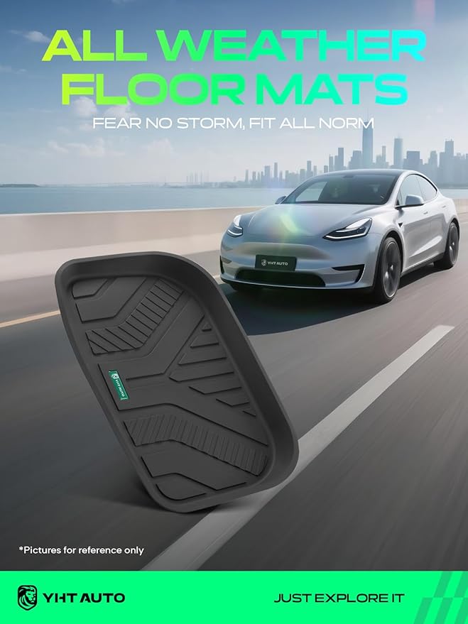 YHTAUTO Rear Lower Storage Trunk Mat Compatible with Tesla Model Y Juniper 2025 2026, TPE Floor Liners All Weather Custom Fit, Black