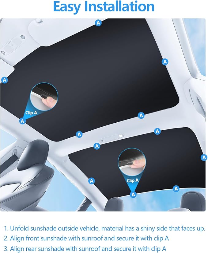 2025 Tesla Model 3 Sunshade Roof 2025 2024 Highland Roof Sunshade No-Gap & Sag-Free Glass Model 3 Accessories Nano Ice-Crystal Coatings Heat Insulation Glass Sun Shade Black