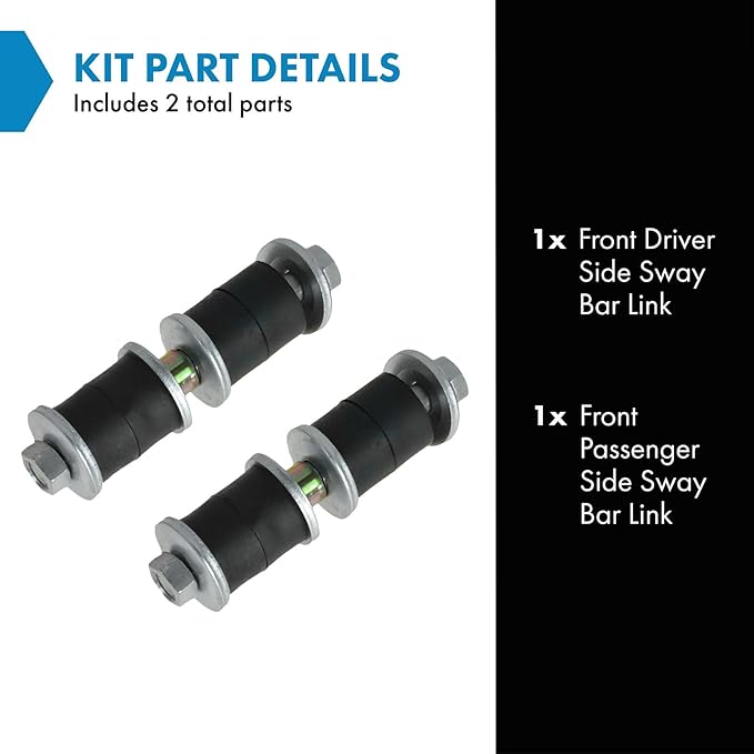 TRQ Front Driver and Passenger Side Sway Bar Link Set 2 Piece Compatible with 1990-2001 Acura Integra 1988-2000 Honda Civic 1993-1997 Civic del Sol 1988-1991 CRX 1988-1991 Prelude
