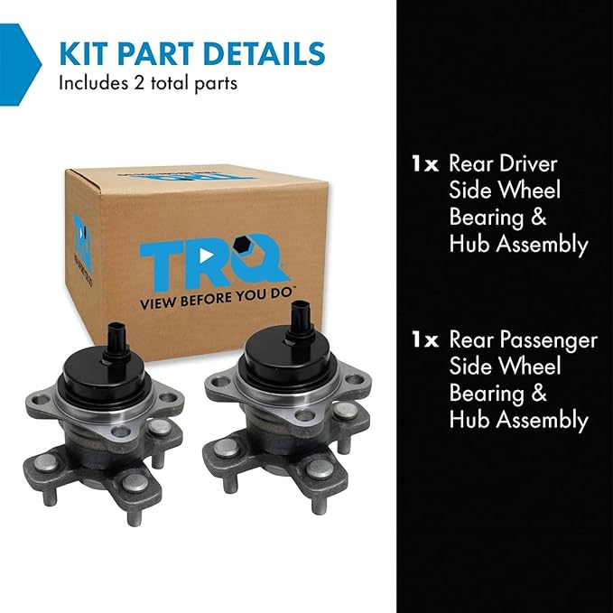 TRQ 2 Piece Rear Wheel Bearing & Hub Assembly Set with ABS Sensor Compatible with 2012-2015 Scion iQ