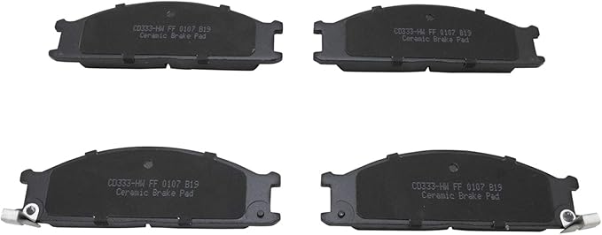 TRQ Front Ceramic Brake Pad Set Compatible with 03-04 Nissan Frontier L4 2.4L 98-02 Frontier 96-97 Pickup 4 Wheel Drive 95 Pickup V6 3.0L Rear Wheel Drive 92-97 Subaru SVX