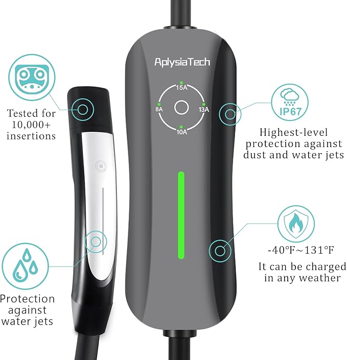 Portable Tesla Charger Level 1, 15Amp 110V, 1.65KW Tesla Electric Vehicle Charger, 21Ft Extension Cord, Plug-in Electric Car Home Charging Station,Compatible with All Tesla Models X/Y/3/S
