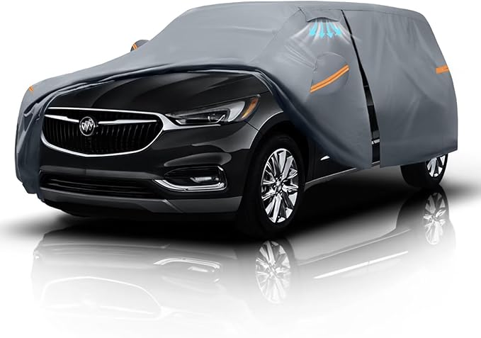 Large SUV Car Cover for Buick Enclave (2007-2025) 100% Waterproof All Weather, Heavy Duty Outdoor Full Exterior Covers Rain Sun Wind UV Protection.