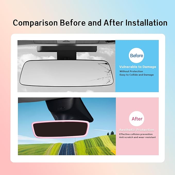 for 2017-2023 Tesla Model 3/2021-2024 Model Y Central Screen and Interior Mirror Protector Frame Interior Accessories (Gray-M3/Y-2pcs)