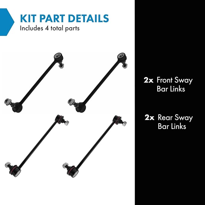 TRQ Front and Rear Sway Bar Link Set 4 Piece Compatible with 04-13 Toyota Highlander 02-06 Camry 09-15 Venza 04-08 Solara 05 Avalon 06 Avalon 01-03 Highlander Front Wheel Drive 02-03 Lexus ES300