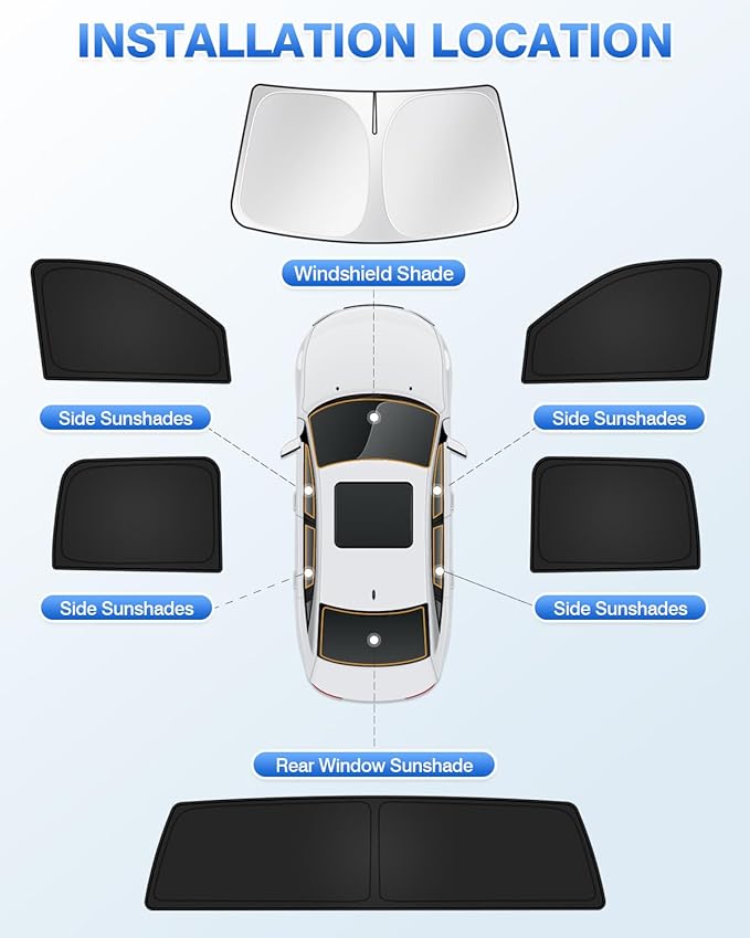 Sunshades for Dodge Ram 2500 3500 2010-2025 2026 Accessories Windshield Sun Shade Side Rear Window Shade Cover Sun Visor Shield Privacy Protection Keep Vehicle Cool Black 6PCS