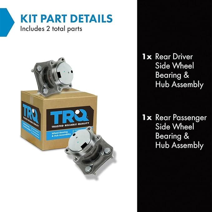 TRQ 2 Piece Rear Wheel Bearing & Hub Assembly Set Compatible with 2007-2012 Nissan Sentra