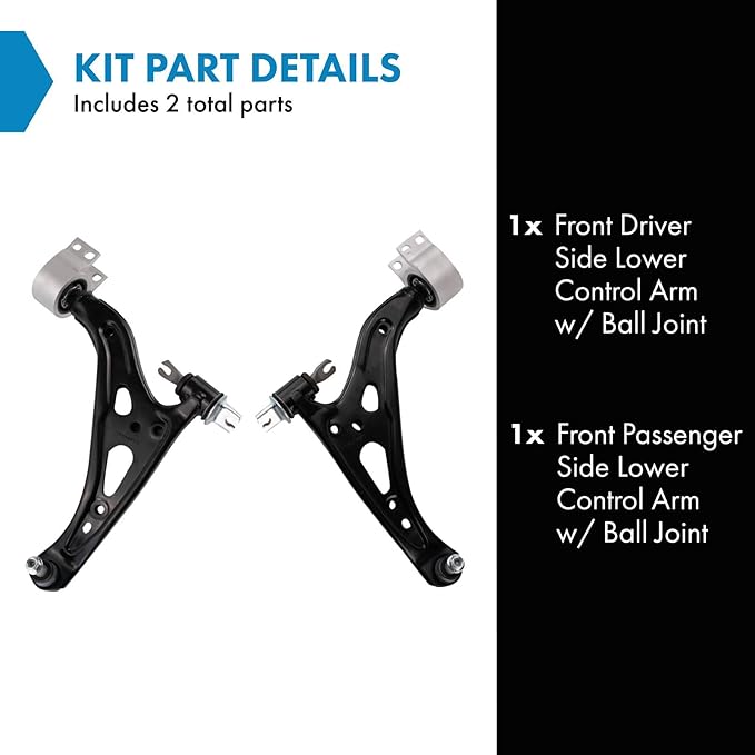 TRQ Front Left and Right Lower Control Arm with Ball Joint Set 2 Piece Compatible with 2018-2023 Chevrolet Equinox 2018-2023 GMC Terrain