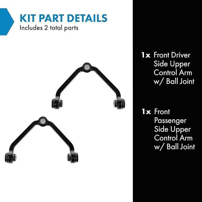 TRQ Front Upper Control Arm with Ball Joint Set Compatible with 95-11 Ford 98-09 Mazda 97-01 Mercury