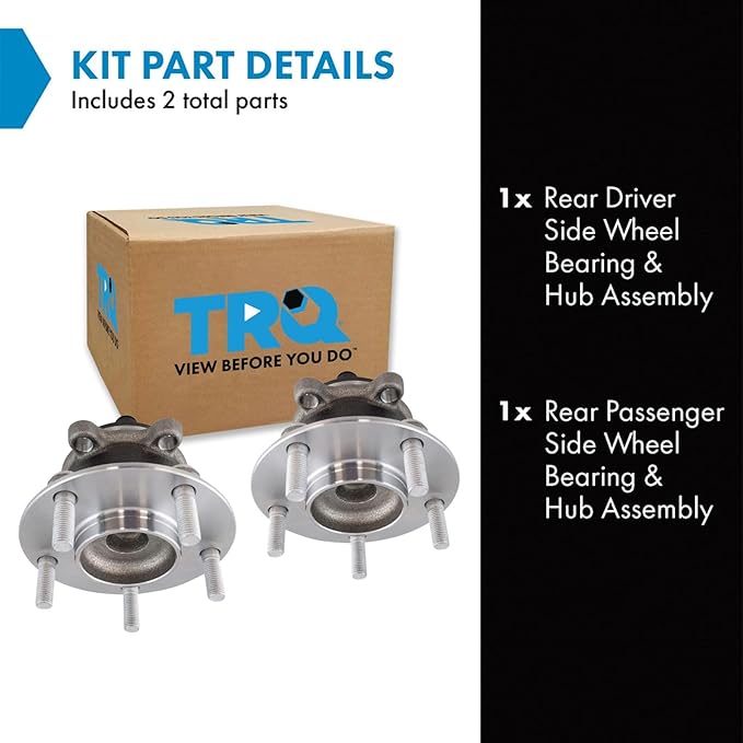 TRQ Rear Left and Right Wheel Bearing and Hub Assembly Set 2 Piece Compatible with 2014-2018 Mazda 3 Japan Built Models 1st VIN Digit J