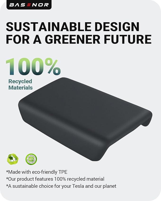BASENOR Upgraded Tesla Model Y Model 3 Center Console Cover TPU Armrest Cover Non-Slip Protector Armrest 2017-2024 Tesla Interior Accessories Black (Not Compatible with 2024 2025 Tesla Model 3)