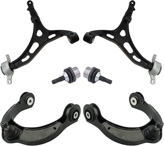 TRQ Front Left and Right Upper and Lower Control Arm with Ball Joint Set 6 Piece Compatible with 2011-2015 Dodge Durango 2011-2015 Jeep Grand Cherokee