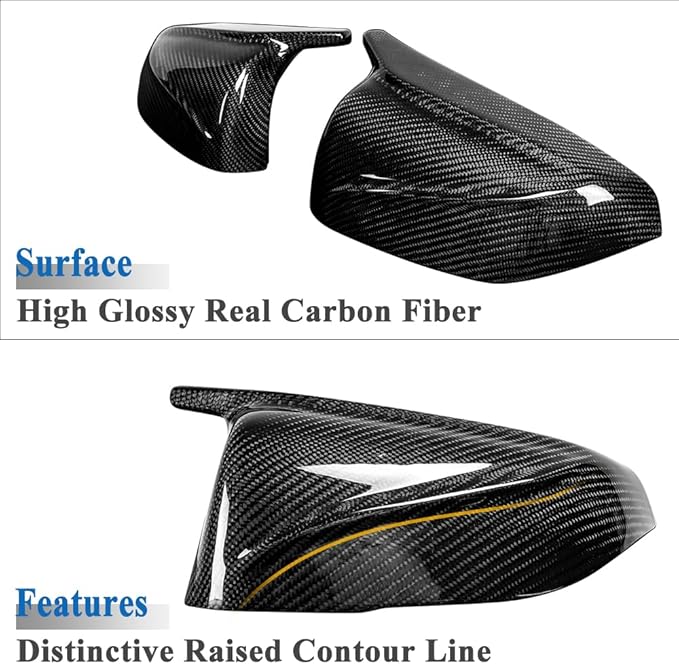 AeroBon Prepreg Dry Carbon Fiber Mirror Cap Overlays Compatible with 2017-2026 Tesla Model 3 Mirror Caps (RC Style) Raised Curve