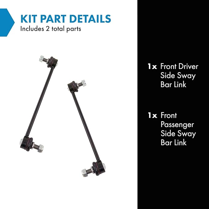 TRQ Front Driver and Passenger Side Sway Bar Link Set 2 Piece Compatible with 12-17 Hyundai Azera 12-15 Sonata Hybrid 12-15 Sonata 12-15 Kia Optima 12 Kia Optima Hybrid 16 Optima Hybrid 14-16 Cadenza