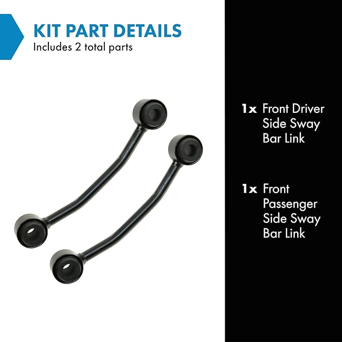 TRQ Front Sway Bar Stabilizer Link Set Compatible with 1987-1995 Jeep Wrangler