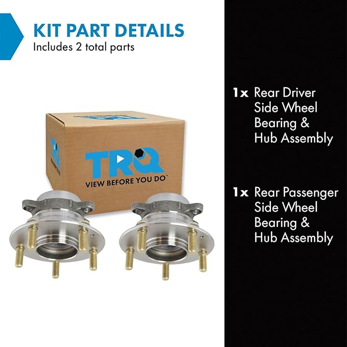 TRQ Rear Wheel Bearing and Hub Assembly Set 2 Piece Compatible with 2016-2017 Honda Civic 18-21 Civic Touring LX EX-L Sport EX Sport Touring 2018 Civic LX-P EX-T 18-20 Civic SI 19-22 Insight
