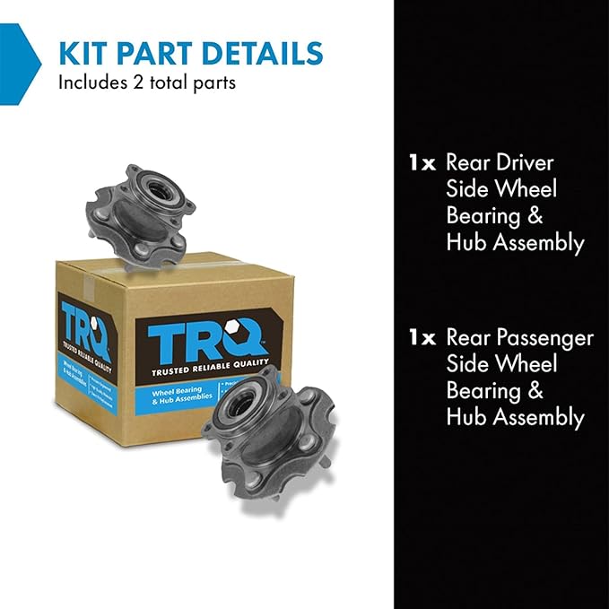 TRQ Rear Left and Right Wheel Bearing and Hub Assembly Set 2 Piece Compatible with 15-17 Lexus NX200t AWD 18-21 NX300 AWD 15-16 NX300h AWD 17-21 NX300h 06-12 Toyota RAV4 4WD 13-18 RAV4 AWD