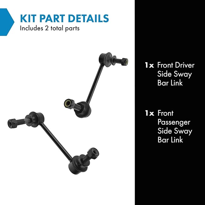 TRQ Front Driver and Passenger Side Sway Bar Link Set 2 Piece Compatible with 16-23 Toyota Tacoma 05-14 Tacoma 4 Wheel Drive 05-14 Tacoma Pre Runner Rear Wheel Drive 2015 Tacoma with 6 Lug Wheels
