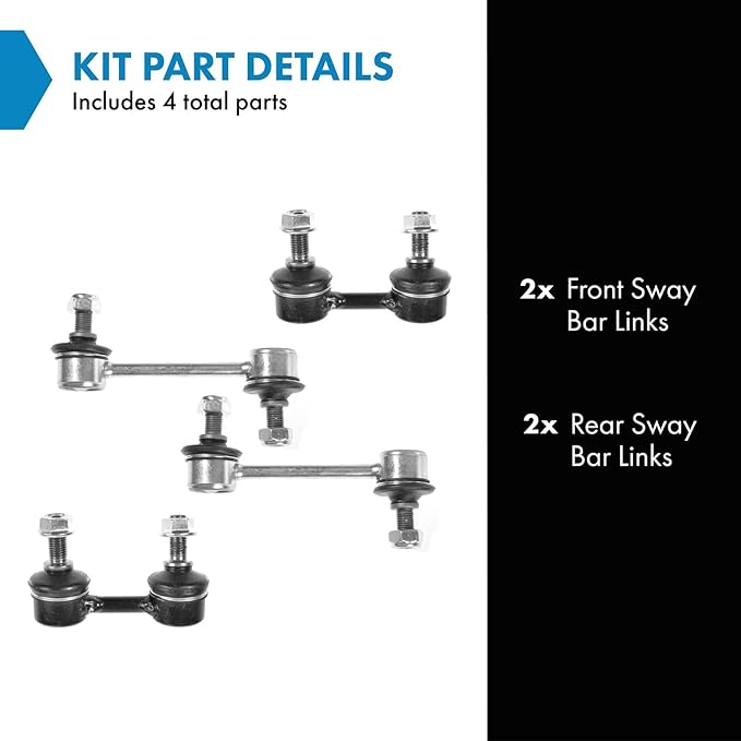 TRQ Front and Rear Sway Bar Link Set 4 Piece Compatible with 92 Toyota Corolla From 7/01/92 93-02 Corolla 98-02 Chevrolet Prizm 93-97 Geo Prizm 94-98 Toyota Celica 99 Celica To 8/31/99