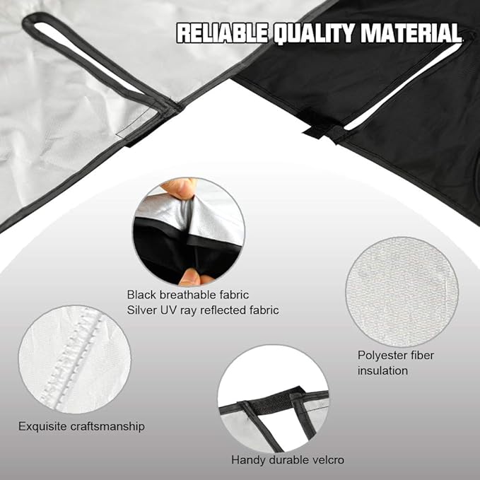 ROCCS Windshield Sun Shade Compatible with Tesla Model 3/Model Y 2016-2026 - 210T Double Layer Blocking Fabric Foldable Heat Shield Sun Visor - Folding Sunshade with Elastic Rope and Storage Bag