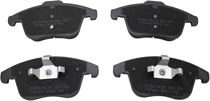 TRQ Front Ceramic Brake Pad Set Compatible with 11-18 Volvo S60 15-18 V60 08-16 XC70 with 300mm Diameter Front Rotors Models