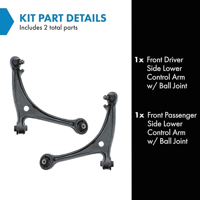 TRQ Front Lower Driver and Passenger Side Control Arm and Ball Joint Set 2 Piece Compatible with 2005-2006 Honda Odyssey