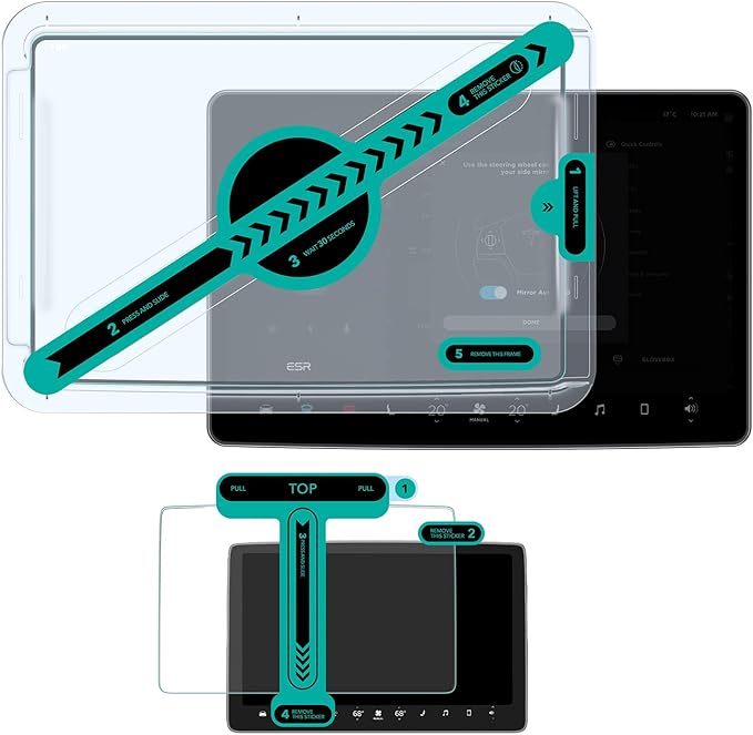 ESR Tempered-Glass Screen Protector for Tesla Model 3 Highland (2024), Matte Glass Film with Alignment Kit, Scratch and Shock Resistant, Bubble Free and Fingerprint Resistant