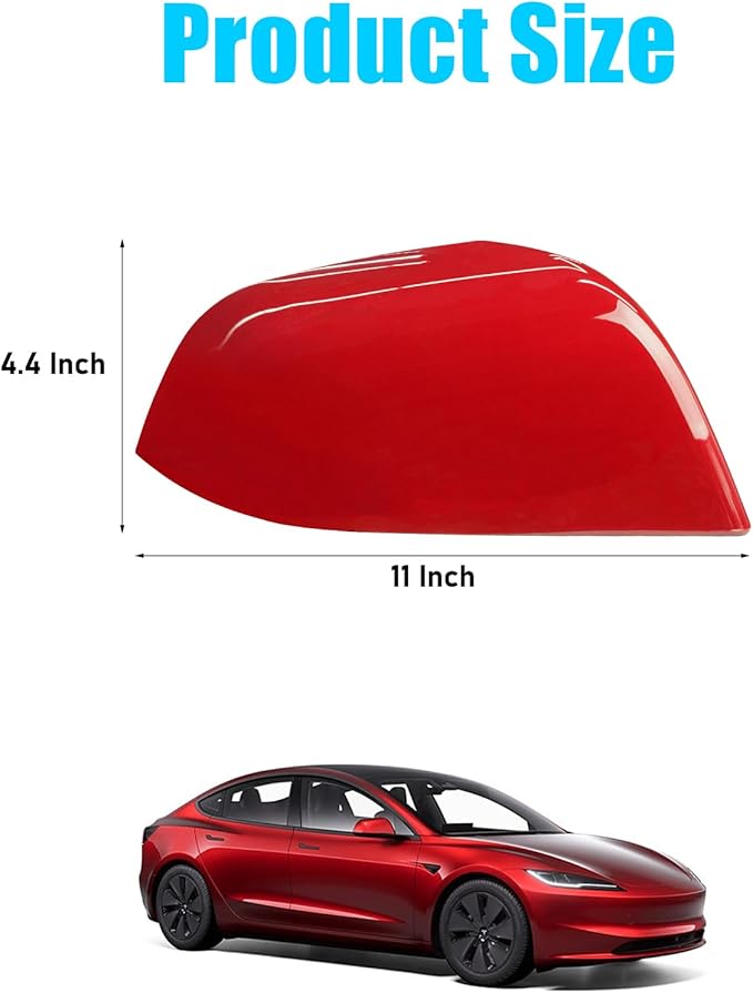 Jaronx Compatible with Tesla Model 3 Side Mirror Cover Replacement 2017 2018 2019 2020 2021 2022 2023 2024 2025, Passenger Side Rear View Mirror Covers Caps for Model 3 Accessories(Red)