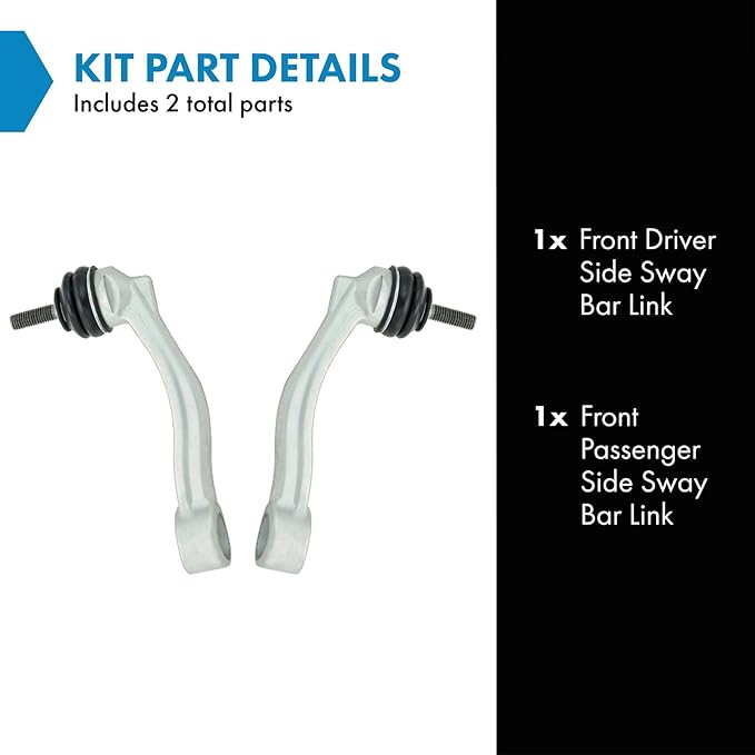 TRQ Front Driver and Passenger Side Sway Bar Link Set 2 Piece Compatible with 00-08 Jaguar S-Type 04-09 Vanden Plas 04-09 XJ8 04-09 XJR 05-09 Super V8 07-15 XK 07-15 XKR 09-15 XF 10-15 XFR 11-19 XJ