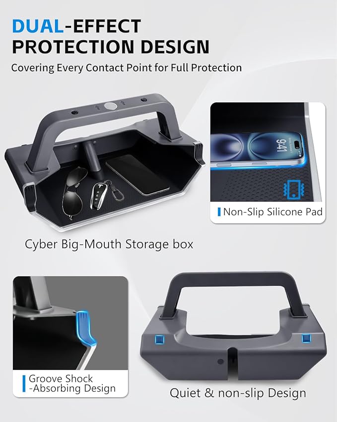 (Upgraded for Tesla Model Y Juniper Under Screen Storage Organizer 2025-2026 [Cyber-Inspired], Model 3 Highland 2024-2025 Center Console Organizer Tray for Tesla Model Y Juniper Accessories